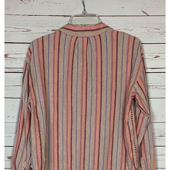 MAEVE By Anthropologie Women's S Small Pink Purple Stripe Button Long Sleeve Top - Picture 9 of 13